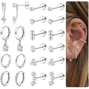 Kal-Hypoallergénique Dos Plat Boucles D'oreilles Or Cartilage Boucles D'oreilles Pour Les Femmes 20g Chirurgical Boucle D'oreille En Acier Inoxydable - Neuf