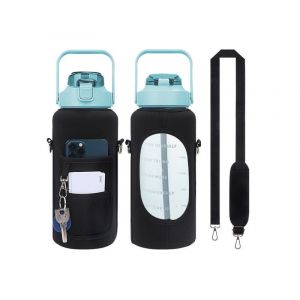 Bouteille D'eau Bleue De 2 L Avec Sac De Transport Et Marqueur De Temps Pour La Salle De Sport Et Les Activit&eacute;s De Plein Air - Neuf