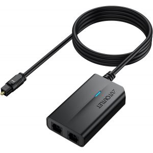 VornixorSarlshop-2 Way Spdif Toslink Optical Digital Audio Splitter 1 Input 2 Output Prend en Charge PCM2.0, DTS et Dolby-AC3 Compatible avec HDTV/PS4/Xbox, Enceintes de Bar/Casques sans Fil - Neuf
