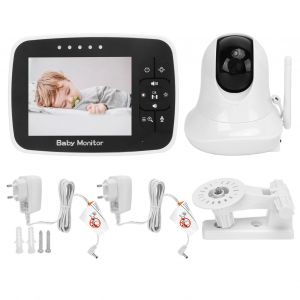 Babyphone Video 3,5 Pouces, Vision Nocturne, Conversation Bidirectionnelle, Berceuse, Camera De Securite Pour Bebe Avec Detection De Temperature, Prise Ue 100-240 V - Neuf