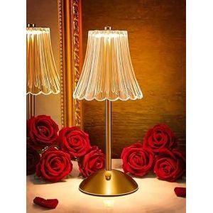Lampe De Chevet Tactile,3 Couleurs 2000 Mah Lampe De Table Cristal Chambre Sans Fil Rechargeable.[E95] - Neuf