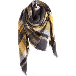 Kalanka-Femme Écharpe Étole Fille Châle Foulard, Pashmina Echarpe A Carreaux Laine Mode Etole Plaid Foulards Oversize Shawl Cardigan Cachemire Chaud Automne Hiver Manteau Tricot Ponchos Et Capes - Neuf