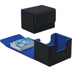 Mdy-Boîte De Rangement Pour Mtg, Trading Card Storage Box Contenir À 100+ Cartes Sans Pochette, Magnetic Deck Box Pour Tcg Les Cartes Magic/Commander/Tcg/Cartes À Collectionner (Noir Et Bleu) - Neuf