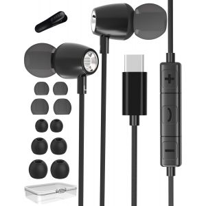 KALANKA-Ecouteur USB C pour Samsung S23 S22 S21 S20 A54 A53, Ecouteurs Filaire USB C avec Micro et Contr&ocirc;le du Volume, &Eacute;couteurs USB Type C St&eacute;r&eacute;o pour Huawei P40 P30 Pro Xiaomi (Noir) - Neuf