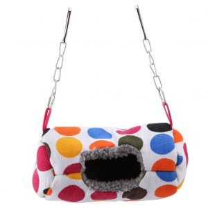 Hjlian Hamac Cylindrique En Peluche Douce Et Chaude Pour Perroquet (7 X 8 X 15 Cm, Pois Blancs) - Neuf
