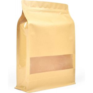 Evergreen Goods Lot De 50 Sacs Kraft À Fond Plat Avec Fenêtre (200x300mm)-Emballage Alimentaire S-Sacs Thermoscellables À Fermeture Éclair Pour Grains Café,Noix,Graines Et Encore - Neuf