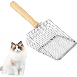 Shiliu-Pelle Litiere Chat,Pelle À Llitière Pour Chat, Pelle A Litiere Chat Metal Pour Litière Agglomérante, Avec Poignée En Bois Co[ - Neuf