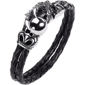 Eryi-Bracelet Dragon Punk Pour Homme, Bracelet Griffe De Dragon Pour Garçon, Bracelet De Perles À Griffes, Bracelet Jonc Manchette Dragon Viking, Bracelet En Cuir Tressé Dragon, Bijoux Griffe De Drag - Neuf