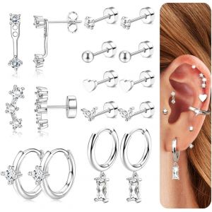 Kal-Boucles D'oreilles Femmes Acier Inoxydable Petites Boucles D'oreilles Argent Créoles Or Piercing Oreille Cartilage Clous D'oreilles Hypoallergéniques Lot Boucles D'oreilles Femme Or - Neuf