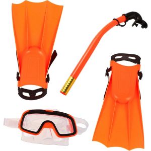 1 Ensemble &Eacute;quipement De Plong&eacute;e Durable Bleu Plong&eacute;e En Apn&eacute;e Nageoires Enfants &Eacute;quipement De Plong&eacute;e L&eacute;ger Lunettes De Plong&eacute;e Semi-S&egrave;ches Tuba Complet Plastique Orange - Neuf