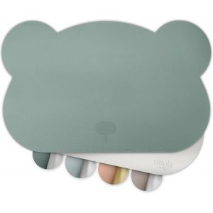 Sjzg-Set De Table Pour Enfants U2013 Ours I Sets De Table Lavables En Cuir Synthétique Sans Bpa I Sets De Table Pour Tout-Petits Et Bébés I 2 Couleurs (Vert Océan/Gris) - Neuf