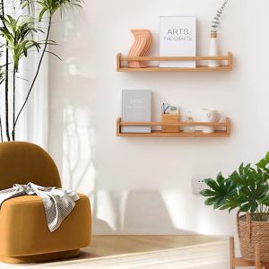 &Eacute;tag&egrave;re Murale, Ch&ecirc;ne &Eacute;tag&egrave;re Flottante Etagere Murale En Bois Massif &Eacute;tag&egrave;res Murales Pour Chambre D'enfant Magazine Salon De Bain Chambre (Naturel, 40 Cm) - Neuf