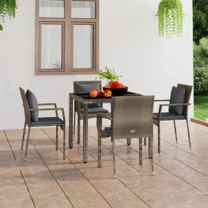 Prolenta Premium - Chaises De Jardin Avec Coussins Lot De 4 R&eacute;sine Tress&eacute;e Gris - Neuf