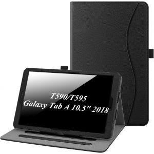 LORANKA-Housse pour Samsung Galaxy Tab A 10.5 Pouces 2018 SM-T590/T595 - Coque de Protection Multi Angles Etui Case Cover Fonction Sommeil/R&eacute;veil Automatique avec Pochette de Cartes, Noir - Neuf