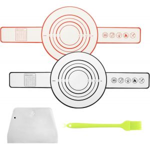 AYUHR-Lot de 4 élingues à pain en silicone, tapis de cuisson en silicone antiadhésif réutilisable, facile à nettoyer avec de longues poignées, avec couteau de coupe et brosse à huile, fournitures de - Neuf
