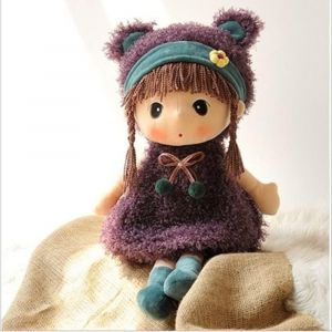 DDA-Poupée de Chiffon Fille Bébé Jouet en Peluche Adorable 1er Âge Conte Fées Princesse Mignonne Plush Toys Cadeau Naissance Noël Anniversaire Baptême (Violet B), TAILLE - Neuf
