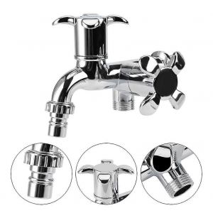 Robinet de machine à laver avec double bec et poignée G1/2 Matériau ABS - Neuf