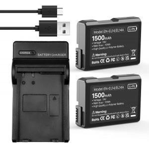 N-EL14 EN-EL14A Pack Batterie 1500mAh pour Nikon Coolpix P7000, P7100, P7700, P7800, P8000 DSLR D3100, D3200, D3300, D3400, D5100, D5200, D5300, D5500, D5600, DF, D3 - Neuf