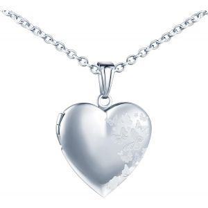 Kal-Collier Papillons Personnalisé Médaillon De C?ur, Acier Inoxydable Pendentif Porte Photo Médaillon Pour 2 Photo Pendentif Avec Chaîne 50cm Bijoux Pour Femme Filles - Neuf
