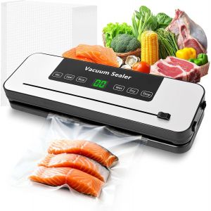 Machine Sous Vide Alimentaire 6 en 1 Professionnelle-Appareil de Mise Sous Vide Automatique avec Couteau Intégré,50 Sacs Inclus pour Conservation Aliments Secs/Humides - Neuf