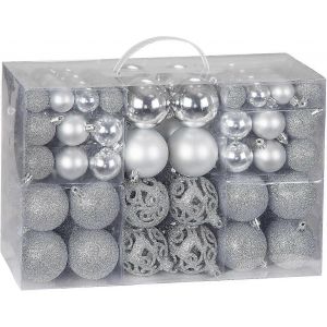 Arbre de no&euml;l Boules de 100PCS Incassable Accroch&eacute; des D&eacute;corations de Finition Argent&eacute;e - Neuf