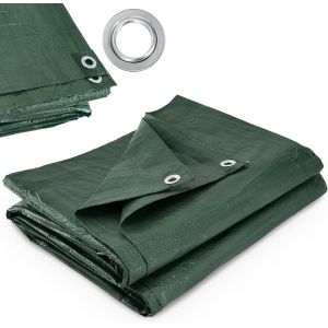 lbgwp60-Bâche Imperméable En Polyéthylène Et Polypropylène 90G/M2, Bache De Protection Robuste Avec Oeillets En Métal Résistant (Vert, 5 X 6 M) - Neuf