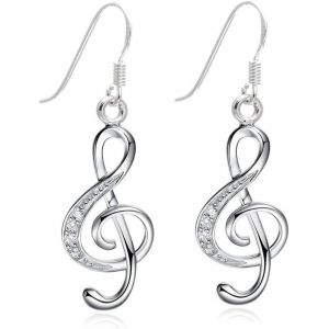 Kal-Exquis Musique Notes Boucles D'oreilles Pendentif Argent Boucles D'oreilles Femme Fille Musique Notes Pendentif Boucles D'oreilles - Neuf