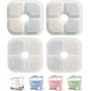 Bhhbb-Filtre Fontaine Eau Chat,Compatibles Avec 2.5l/84.5 Oz Fontaine Pour Chat,4pcs Filtre Fontaine Remplacement Pour Chat,Chat Filtres Pour Fontaine À Eau Pour Système De Triple Filtration - Neuf