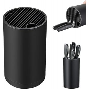 Porte Couteau Universel Bloc Couteaux Cuisine Vide Noir,22.5 X 13 X 13 Cm Rond Porte Couteaux De Cuisine Avec Conception De Drainage-7 &Agrave; 10 Couteaux Grand Bloc Couteau - Neuf