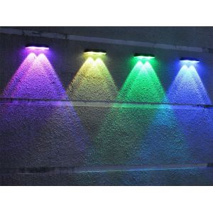 Lot de 2 lampes solaires pour cl&ocirc;ture avec 8 modes d'&eacute;clairage pour une utilisation ext&eacute;rieure - Neuf