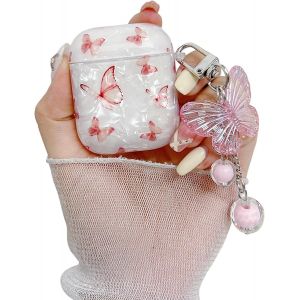 LORANKA-Coque compatible avec AirPods 1 et 2 pour femmes et filles, jolie coque de protection en TPU souple avec porte-cl&eacute;s, anti-poussi&egrave;re et antichoc pour AirPods 1 et 2 - Neuf