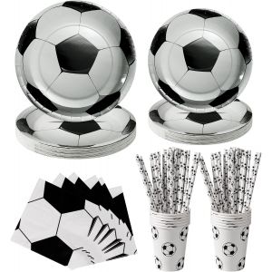 Mevronisshop-Football Vaisselle, Football Decoration F&ecirc;te Anniversaire Kit, Foot Theme Papier Assiette,Enfant Gar&ccedil;ons Football Articles F&ecirc;te Deco Party Fournitures,20 Invit&eacute;s - Neuf