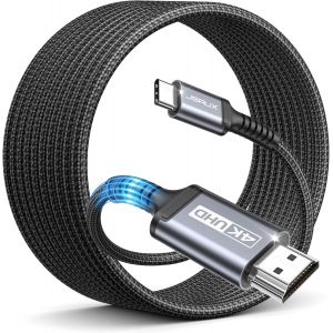 Câble USB C vers HDMI 4K 4M,Cable USB Type C HDMI 4K UHD (Compatible Thunderbolt 3) pour MacBook Pro 2018/2017,iPad Pro 2018/Air 2020,Samsung Galaxy S20/S10,Surface Book 2,Huawei P40 etc. - Neuf