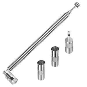 Antenne FM pour Hifi,antenne radio DAB,antenne TV télescopique 75 ohms,connecteur intérieur type F avec 3 adaptateurs F vers TV,F vers 3,5 mm mâle pour mini-système radio - Neuf