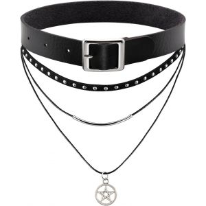 Kal-Pu Choker Avec Triple Collier Set Punk Gothic Choker Avec Pendentif Unique - Neuf