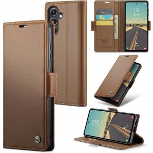 Maa-Coque Pour Samsung Galaxy S23 Fe, Étui Housse En Rfid Protection Premium Pu Cuir Portefeuille Rabat Case Magnétique Stand Antichoc, Étui Case Pour Samsung Galaxy S23 Fe, Marron - Neuf