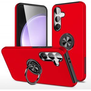 Fghbb-Esong Coque Pour Samsung Galaxy S24+ Plus Avec Support,Ultra Fine Militaire Antichoc Protection Housse 360 °Anneau Béquille Telephone Case Magnétique Etui,Pour Aimantée Voiture Rouge - Neuf