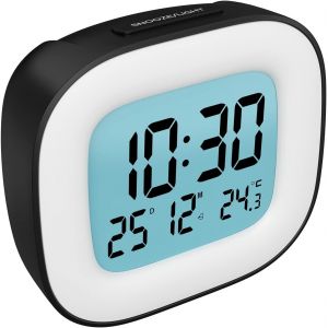 R&eacute;veil de Voyage, Horloges Num&eacute;riques LCD Portable avec Temp&eacute;rature, 12/24H, Fonction de R&eacute;p&eacute;tition, R&eacute;tro-&eacute;clairage et &agrave; Piles pour Voyages, Chambre, Bureau (avec Batterie,S - Neuf