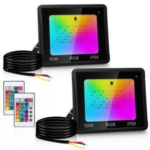 Projecteur &Agrave; Led Rgb Spot Ext&eacute;rieur Dimmable Projecteur Led Rgb 2x 50w Rgb 120&ordm; - Neuf