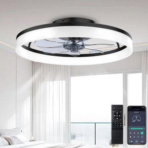 CHECARZHN--NO1-50Cm Ventilateur De Plafond Silencieux Avec Lumiere Et Telecommande 6 Vitesses Et Vent Réversible Dimmable Led Ventilateur De Plafond Avec Lumière Avec Télécommande Pour Salon Chambre - Neuf