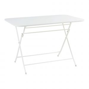 Table De Jardin Pliante 110 X 70 X 71 Cm Acier Laqu&eacute; Blanc Helloshop26 03_0011033 - Neuf