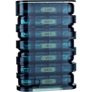 KALANKA-Pilulier hebdomadaire 7 jours | Bo&icirc;te &agrave; pilules 4 compartiments matin-midi-soir-nuit | Sans BPA | Design tour | Compartiments grands et faciles &agrave; ouvrir - Neuf