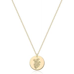Kal-Collier Pour Femme En Or Avec Fleurs De Naissance - Collier Personnalisé Avec Fleur - Collier Délicat Avec Pendentif Fleur De Naissance Hypoallergénique - Plaqué Or 18 Carats - Bijou Fantaisie - Neuf