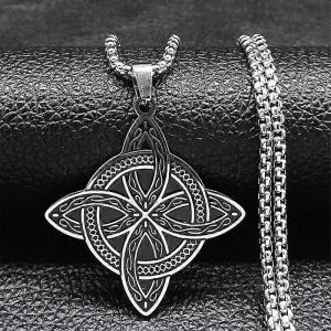Sorcellerie Celtique Sorcière Noeud Pendentif Collier Pour Femmes Hommes Acier Inoxydable Slave Protection Amulette Bijoux Nudo De Bruja N3380 - Neuf