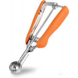 Mini Cuill&egrave;re &Agrave; Biscuits Inox Orange Avec D&eacute;clencheur 25 Mm - Neuf