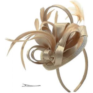 Fascinator Hats Feather Satin Kentucky Derby Tea Party Hat Casque De Mariée Pour Femmes Filles - Neuf