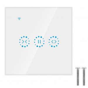 Panneau de commutation tactile sans fil intelligent Wi-Fi 1/2/3 gangs, interrupteur de rideau UE, telecommande par application (blanc) - Neuf