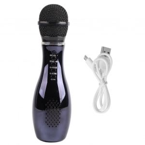 Microphone Musical Sans Fil Bluetooth Multifonction En Forme De Boule De Bowling, Haut-Parleur Portable Pour Chanter, Noir - Neuf