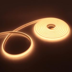 Lumière Au Néon Led Cob,Ruban Led Flexible Néon Bande Led 230v Ip65 Etanche Bande Lumineuse Super Lumineux 288 Leds/M Pour Intérieur/Extérieur (Blanc Chaud,5m) - Neuf