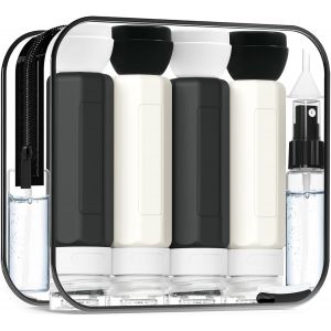 MAA-17PCS Contenants de Voyage Antifuite pour Articles de Toilette, Contenants de Taille de Voyage Approuvés par TSA, Kit de Voyage en Silicone pour Shampooing, Revitalisant, Lotion et Crèmes - Neuf